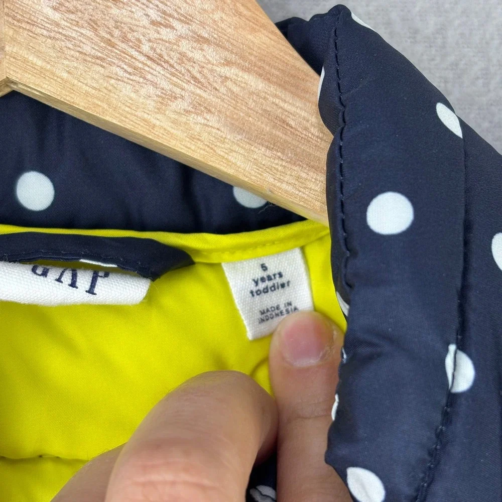 Baby Gap Polka Dot Puffer Jacket‎ Kids 5T Navy Blue Casual Lightweight Coat